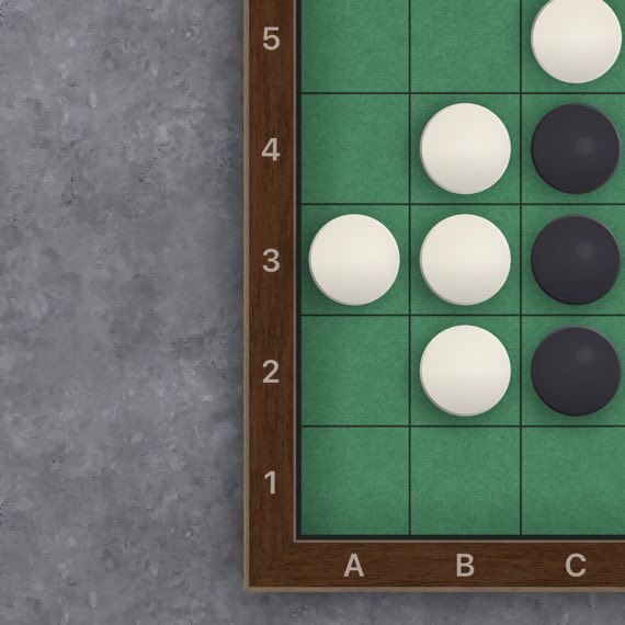 Reversi on an iPad, the same corner on mottled grey concrete.