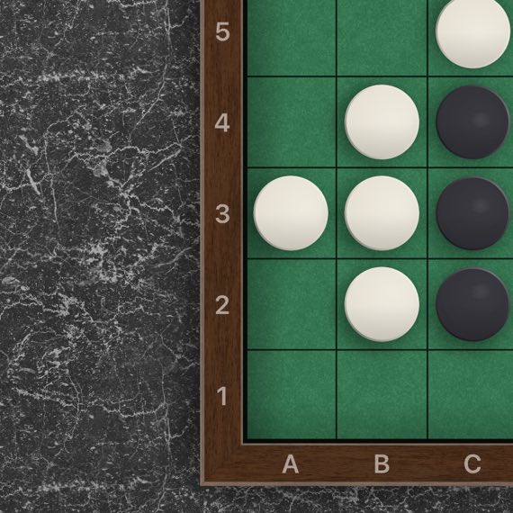 Reversi on an iPad, the same corner on dark marble.