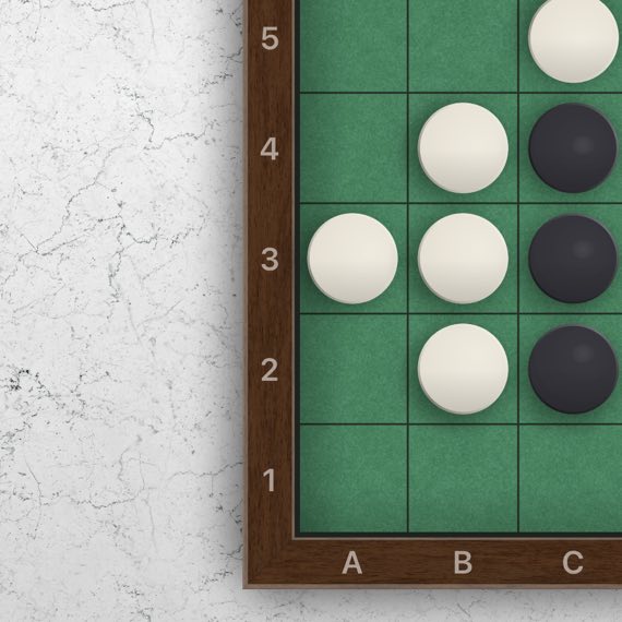 Reversi on an iPad, the same corner on white marble with grey veining.