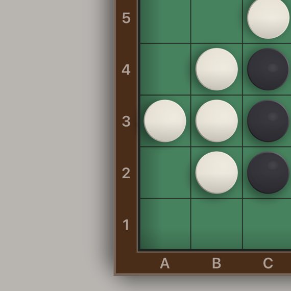 Reversi on an iPad, the same corner in the Modern look: flat colour, no grain, and no table at all.